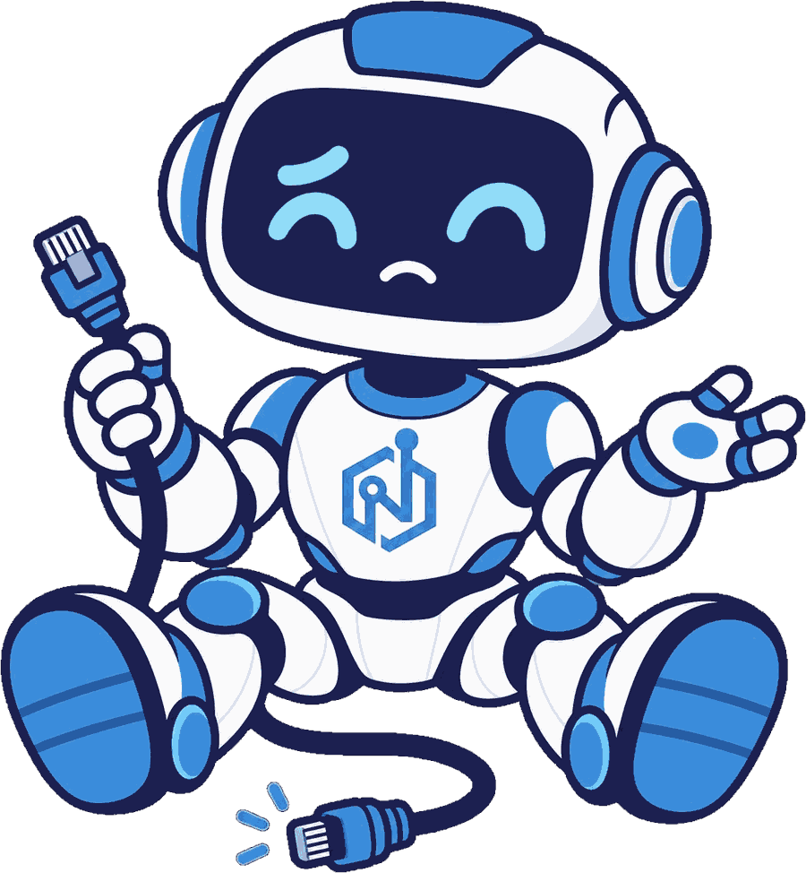 Illustration: Nodexa Service-Roboter mit Netzwerkkabel